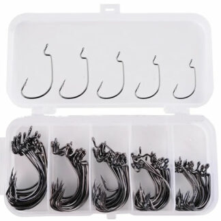 Offset lure fishing hooks box 100 various size