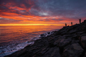 sea fishing from shore in winter